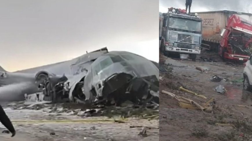 Accidente aéreo militar en El Alto: aeronave se estrella en carretera y aplasta vehículos