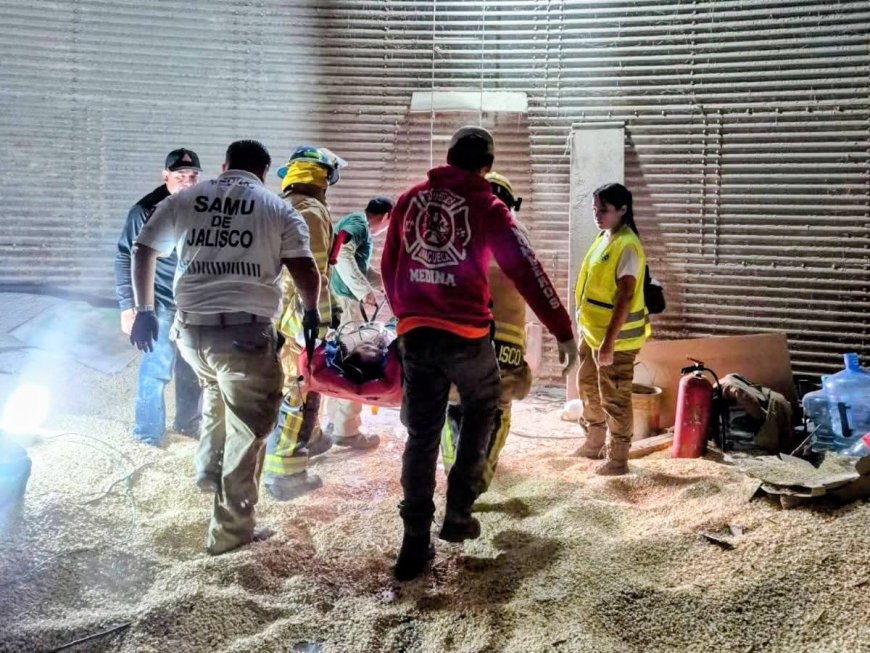 Grave accidente en silo de maíz en Amacueca deja a trabajador con lesiones severas; fue evacuado en helicóptero