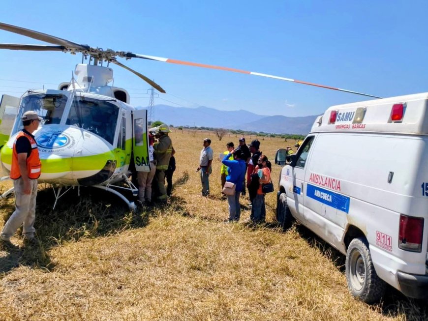 Grave accidente en silo de maíz en Amacueca deja a trabajador con lesiones severas; fue evacuado en helicóptero