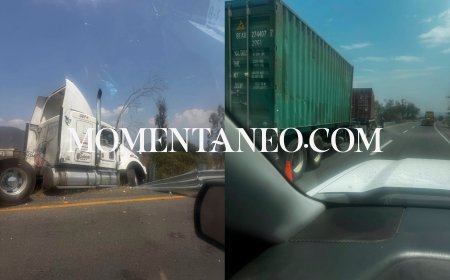 Accidente con tráiler y contenedores provoca tráfico lento en la autopista Ciudad Guzmán-Colima