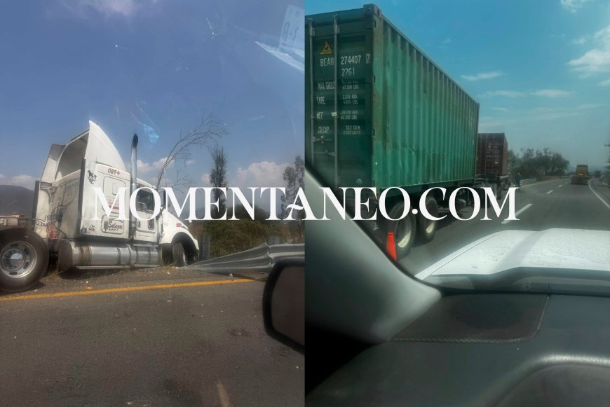 Accidente con tráiler y contenedores provoca tráfico lento en la autopista Ciudad Guzmán-Colima
