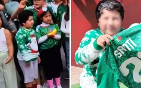 Regalan camiseta de la Selección Mexicana al niño viral del suéter navideño: VIDEO