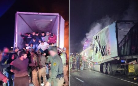 Rescatan a 39 migrantes de un camión en llamas tras una dramática persecución; estaban encerrados con llave