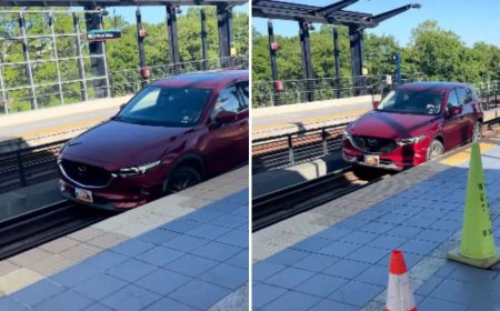 Conductora sigue el GPS y termina en las vías del Tren Ligero; provocando la suspensión del servicio | VIDEO
