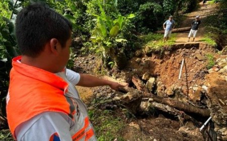 Puente de Chiapas colapsa por fuertes lluvias; 12 viviendas quedan incomunicadas