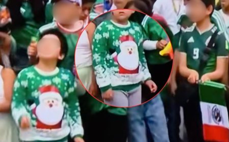 Niño se hace viral por usar suéter de Navidad a falta de playera de la selección mexicana en la Copa Mundial 2026 | VIDEO