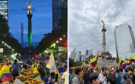 ¡Ya van 8 horas! Aficionados de Colombia festejan en el Ángel previo al debut de su selección en la Copa Mundial 2026